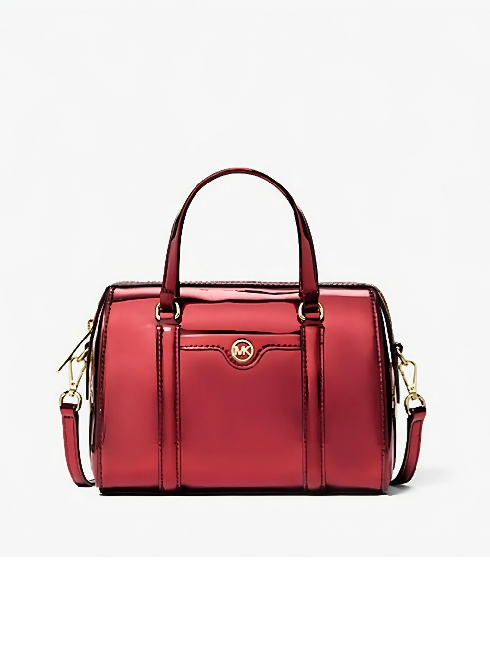 Michael Kors Cherry Red Mirror Jet Set Small Metallic Convertible Crossbody NWT